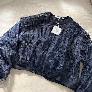 sass & bide Navy Sheer Bomber Jacket